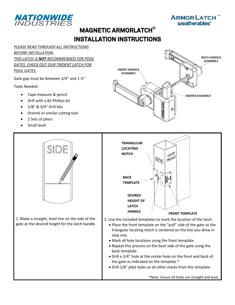Weatherables WBGA-LATCHARMOR-NW Installation guide Weatherables WBGA-LATCHARMOR-NW Installation guide