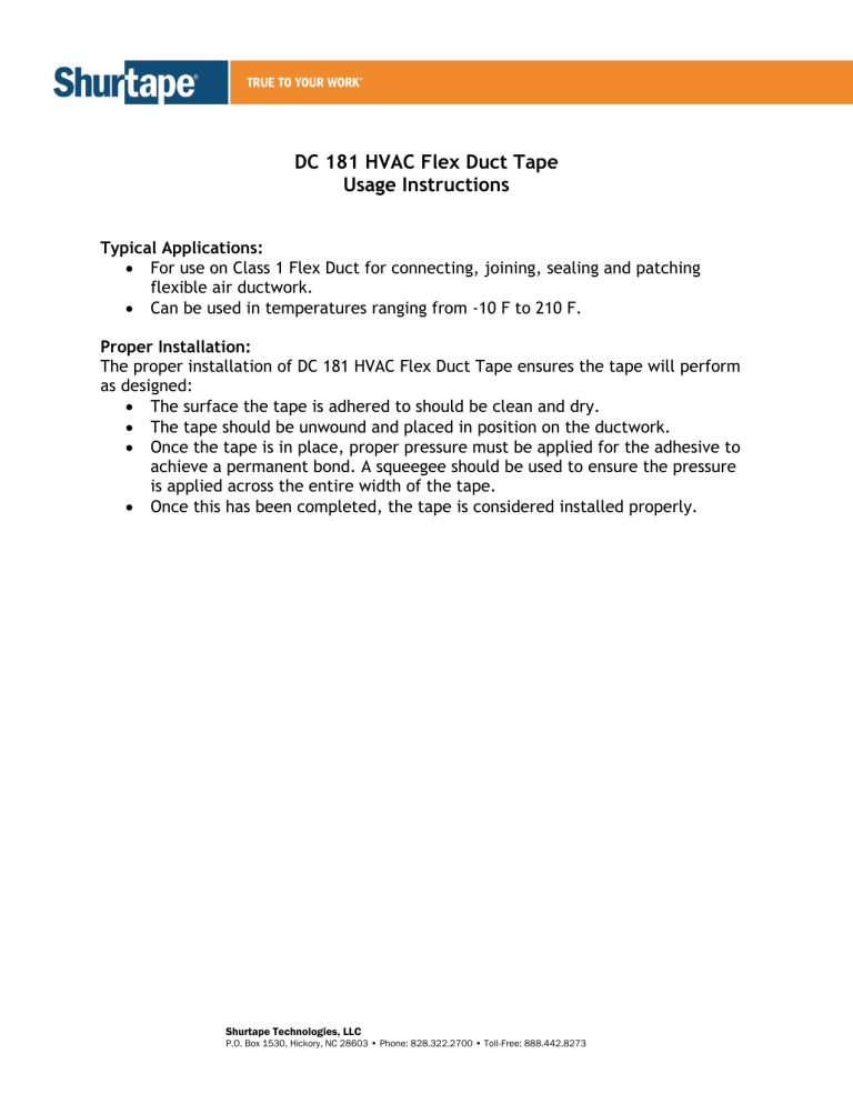 Shurtape 241583 Installation guide Shurtape 241583 Installation guide