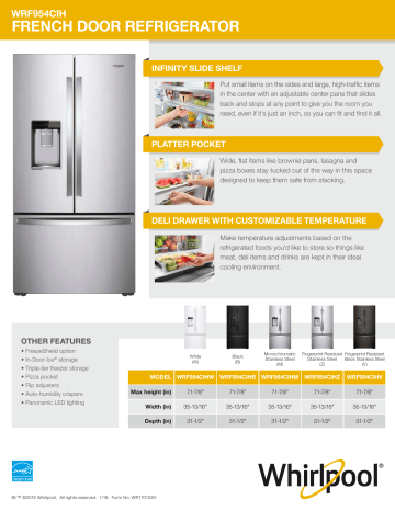 Whirlpool WRF954CIHB 24 cu. ft. French Door Refrigerator installation Guide | Manualzz Whirlpool WRF954CIHB 24 cu. ft. French Door Refrigerator installation Guide | Manualzz