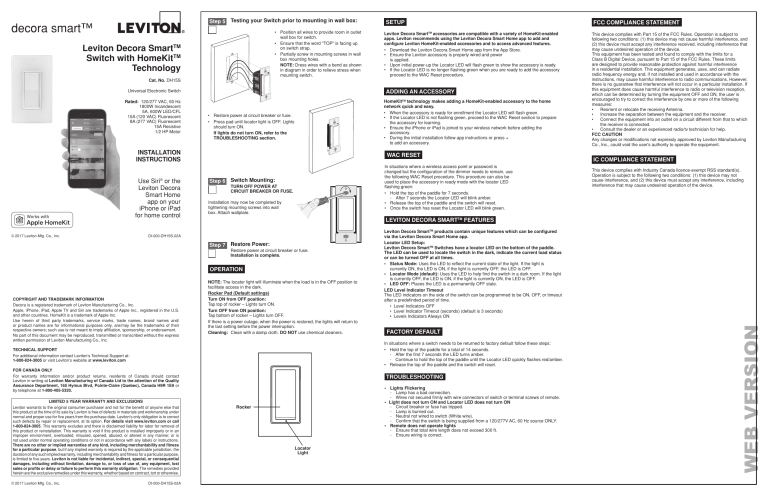 Leviton R01-DH15S-1RZ, VB3-DH15S-HD3, VB5-DH15S-HD5 Installation guide Leviton R01-DH15S-1RZ, VB3-DH15S-HD3, VB5-DH15S-HD5 Installation guide