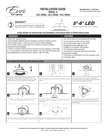 Euri Lighting DLC-2050e Installation guide Euri Lighting DLC-2050e Installation guide