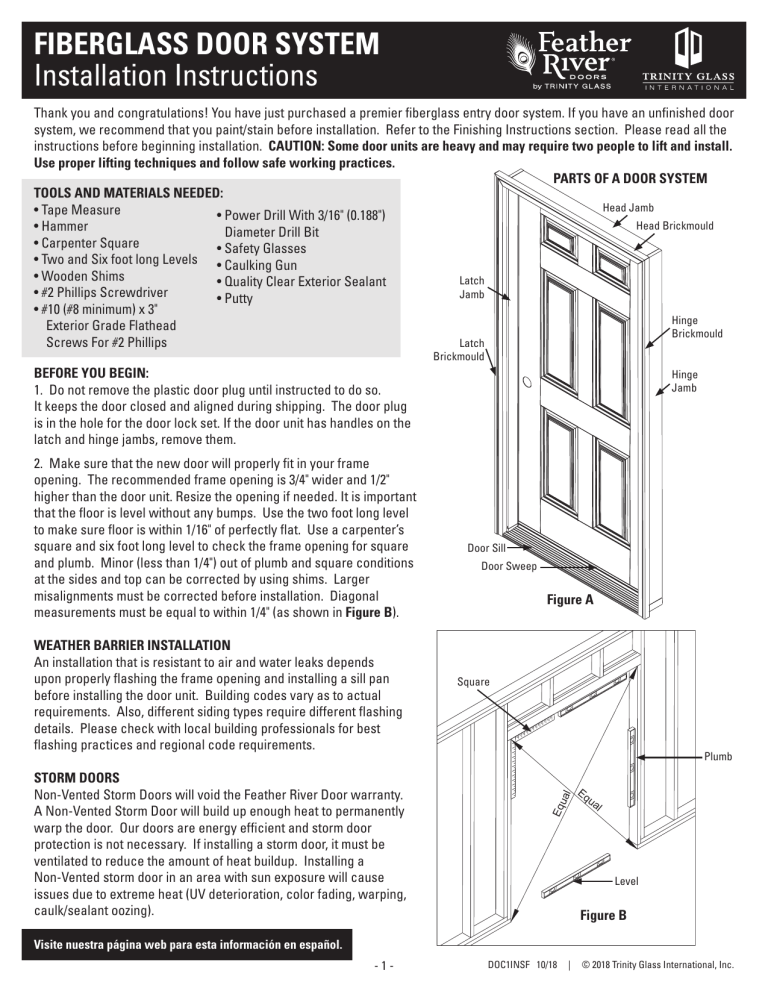 Feather River Doors 7H3790, G73590, 772491 Installation guide Feather River Doors 7H3790, G73590, 772491 Installation guide