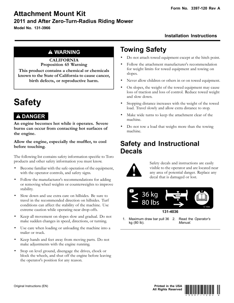 Toro 131-3966 User manual Toro 131-3966 User manual