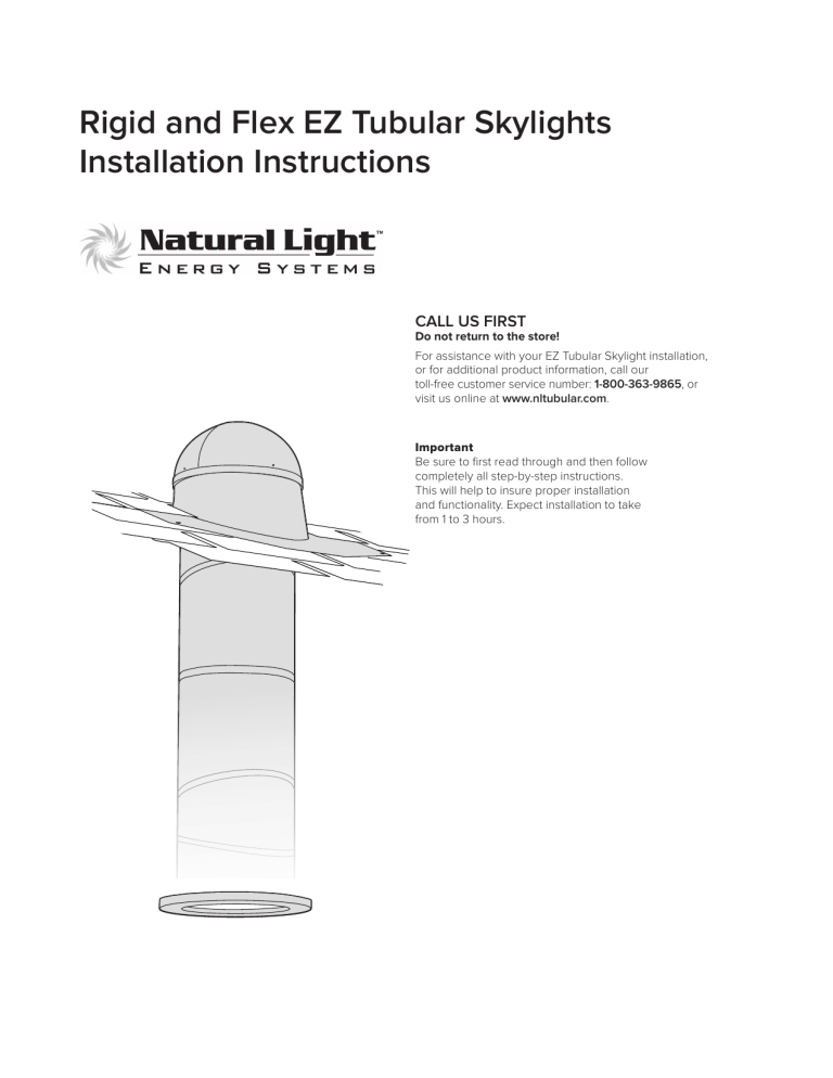 EZ Tubular Skylight EZ14T20 Installation guide EZ Tubular Skylight EZ14T20 Installation guide