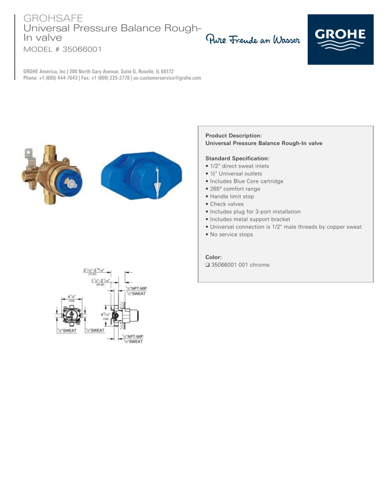 GROHE 35066001 Specification GROHE 35066001 Specification