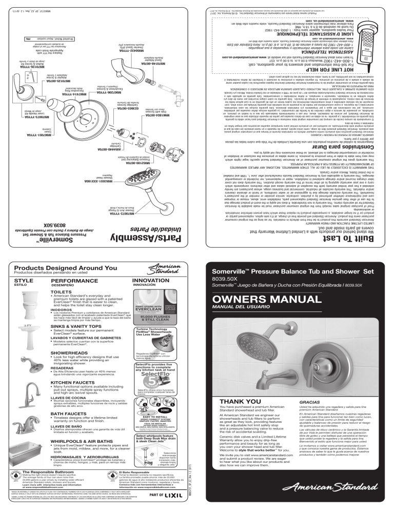 American Standard SMRVILLE BNDLC Installation guide American Standard SMRVILLE BNDLC Installation guide
