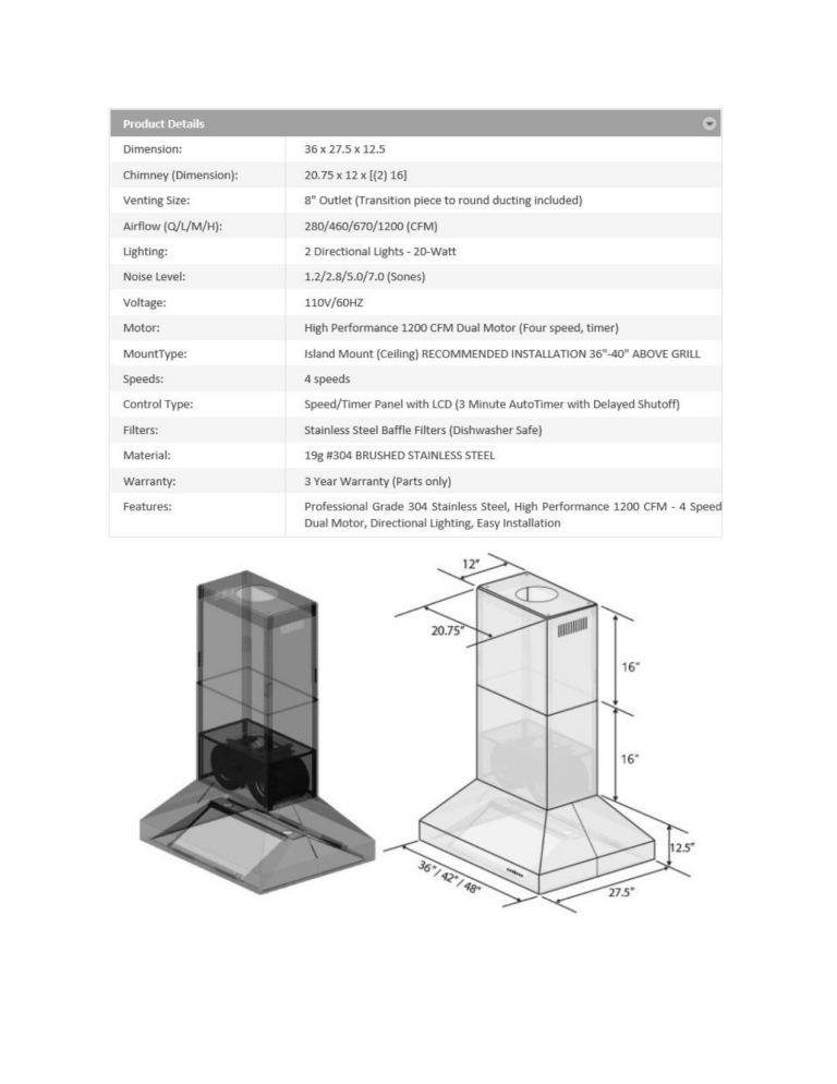 ZLINE Kitchen and Bath 697i-304-36 Specification ZLINE Kitchen and Bath 697i-304-36 Specification