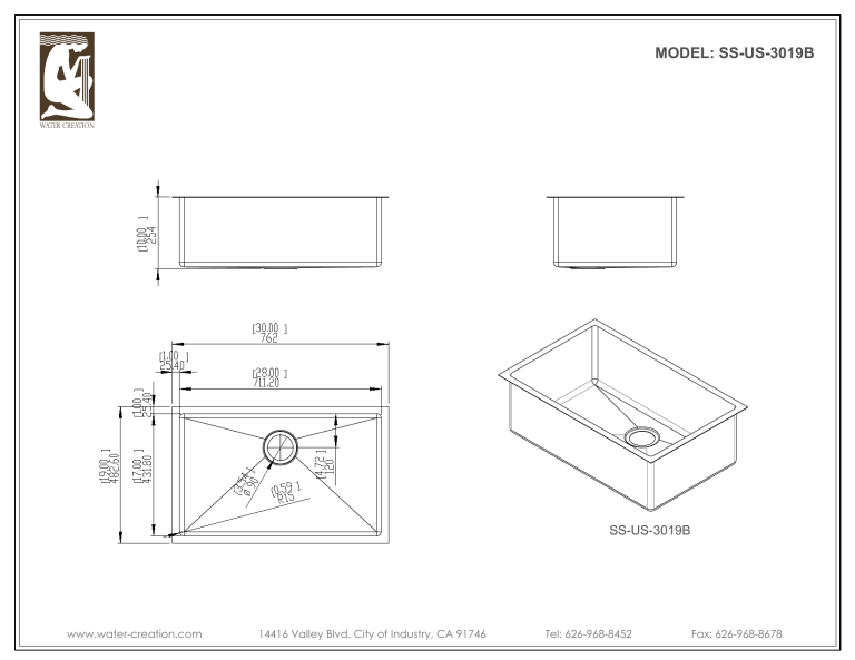 Water Creation SSS-US-3019B, SSSG-US-3019B Specification Water Creation SSS-US-3019B, SSSG-US-3019B Specification