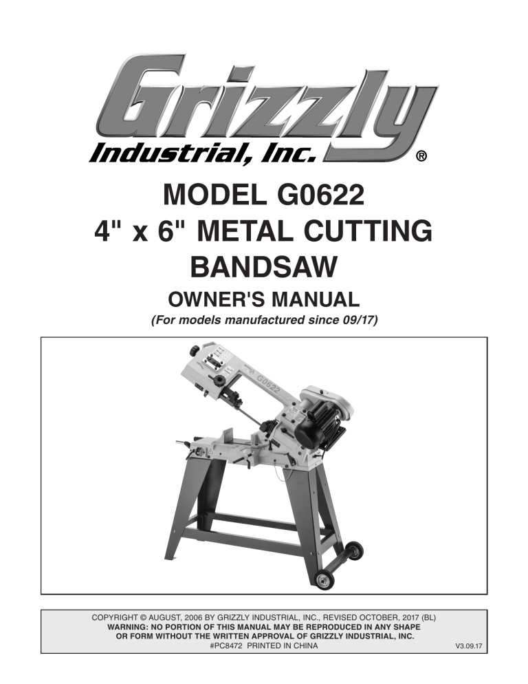 Grizzly Industrial G0622 User manual Grizzly Industrial G0622 User manual