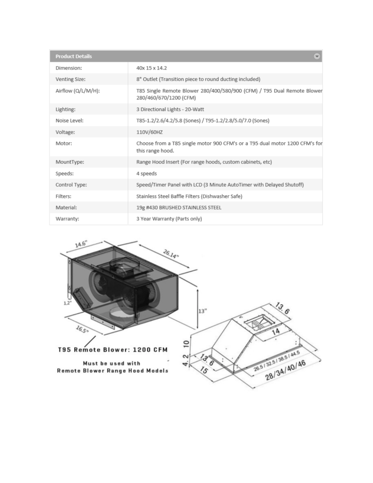 ZLINE Kitchen and Bath 695-RS-40, 695-RD-40 Specification ZLINE Kitchen and Bath 695-RS-40, 695-RD-40 Specification
