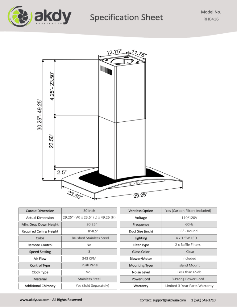 AKDY RH0416 Specification AKDY RH0416 Specification