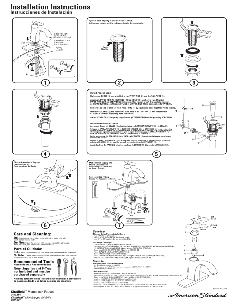 American Standard CHATTSMONOCH BD, CHATTSMONOBN BD, CHATTSCCH BNDLE Installation guide American Standard CHATTSMONOCH BD, CHATTSMONOBN BD, CHATTSCCH BNDLE Installation guide