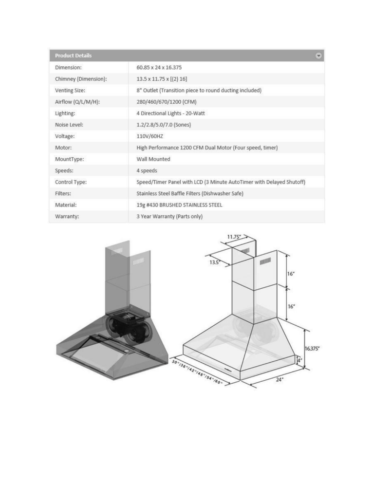 ZLINE Kitchen and Bath 667-60 Specification ZLINE Kitchen and Bath 667-60 Specification