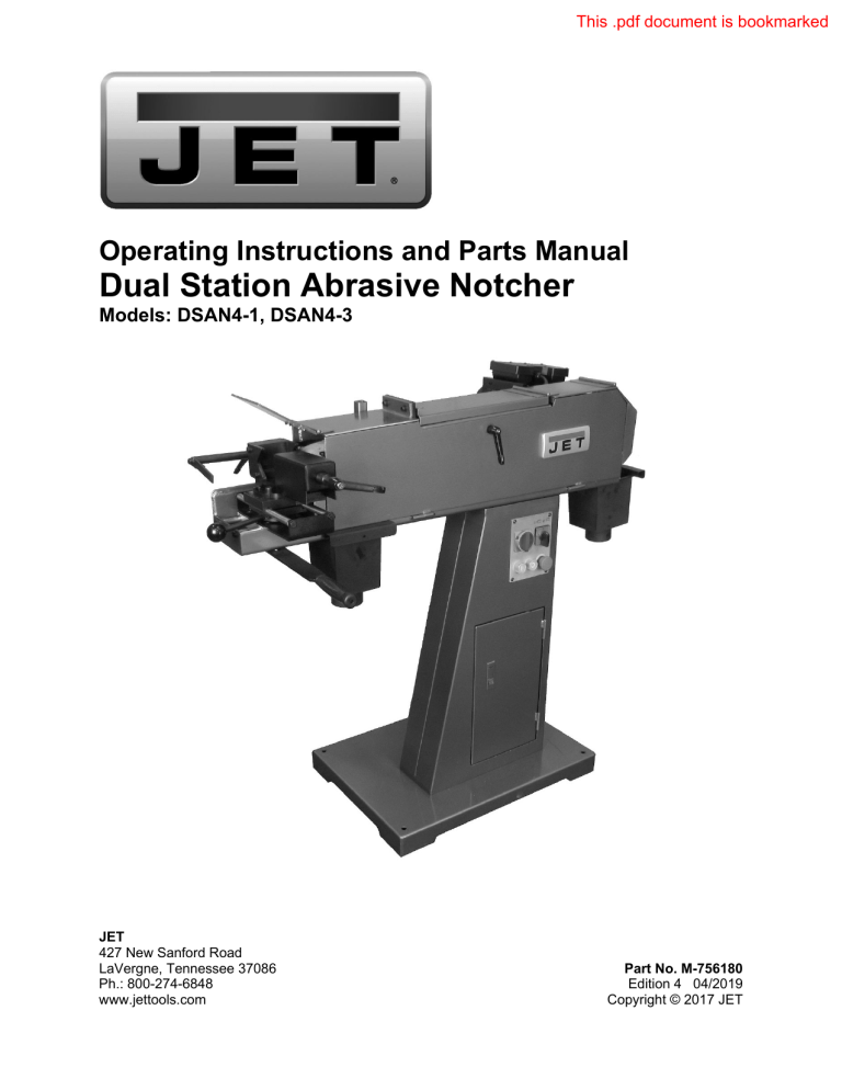 JET DSAN4-3, DSAN4-1, 756180 Owner's manual JET DSAN4-3, DSAN4-1, 756180 Owner's manual