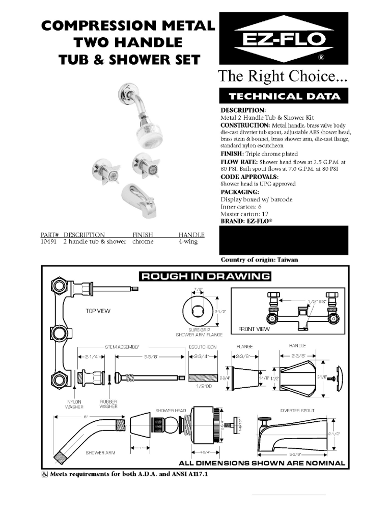 EZ-FLO 10491N Specification EZ-FLO 10491N Specification