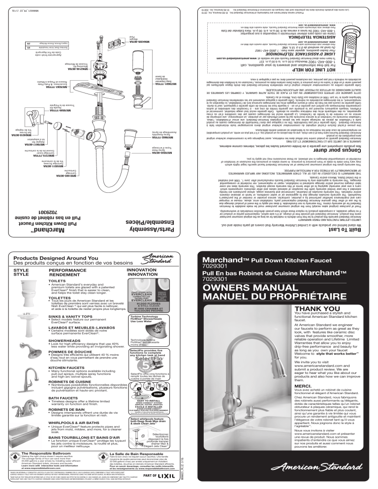 American Standard 7029301.278 Installation guide American Standard 7029301.278 Installation guide
