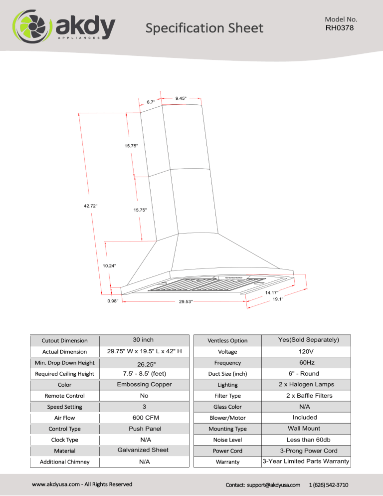 AKDY RH0378 Specification AKDY RH0378 Specification