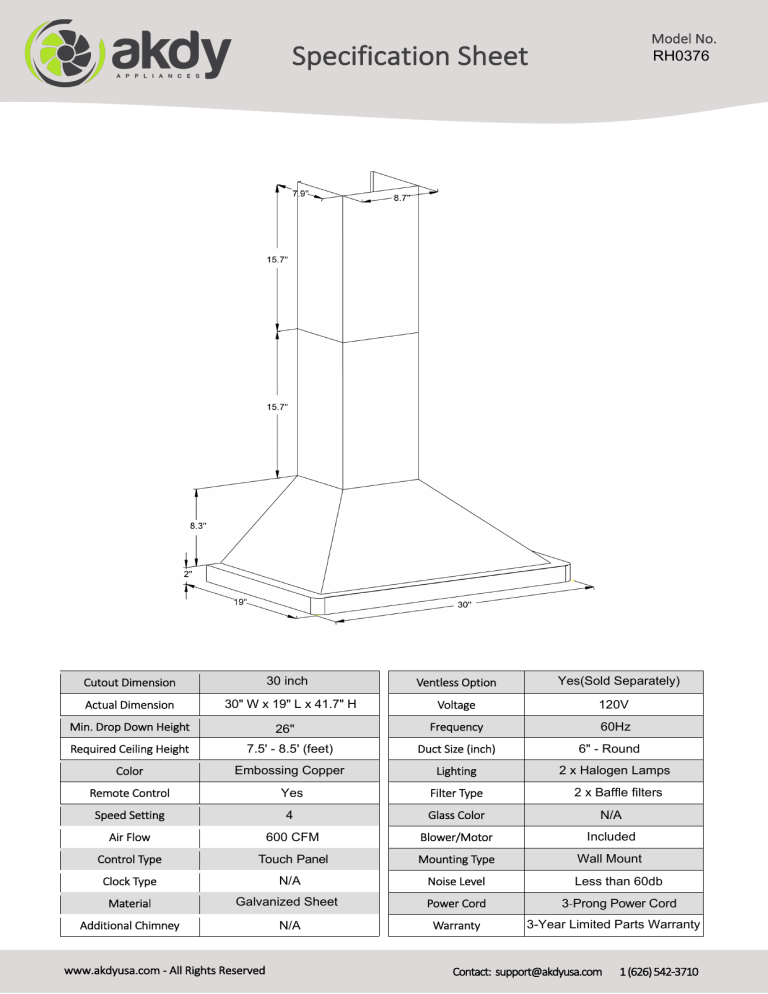 AKDY RH0376 Specification AKDY RH0376 Specification