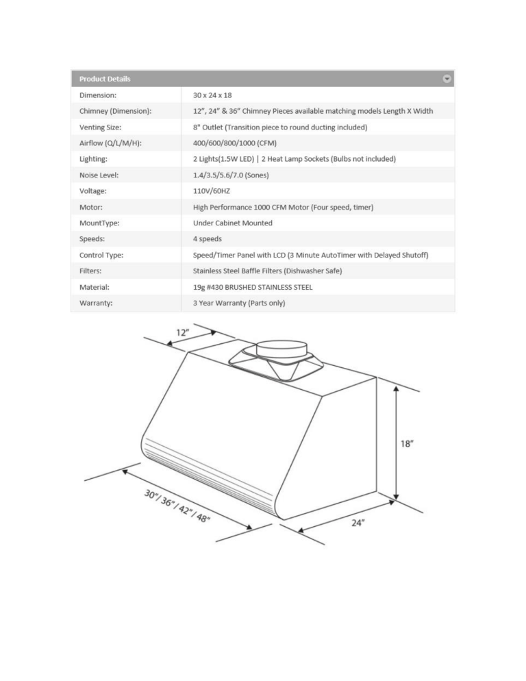 ZLINE Kitchen and Bath 527-30 Specification ZLINE Kitchen and Bath 527-30 Specification