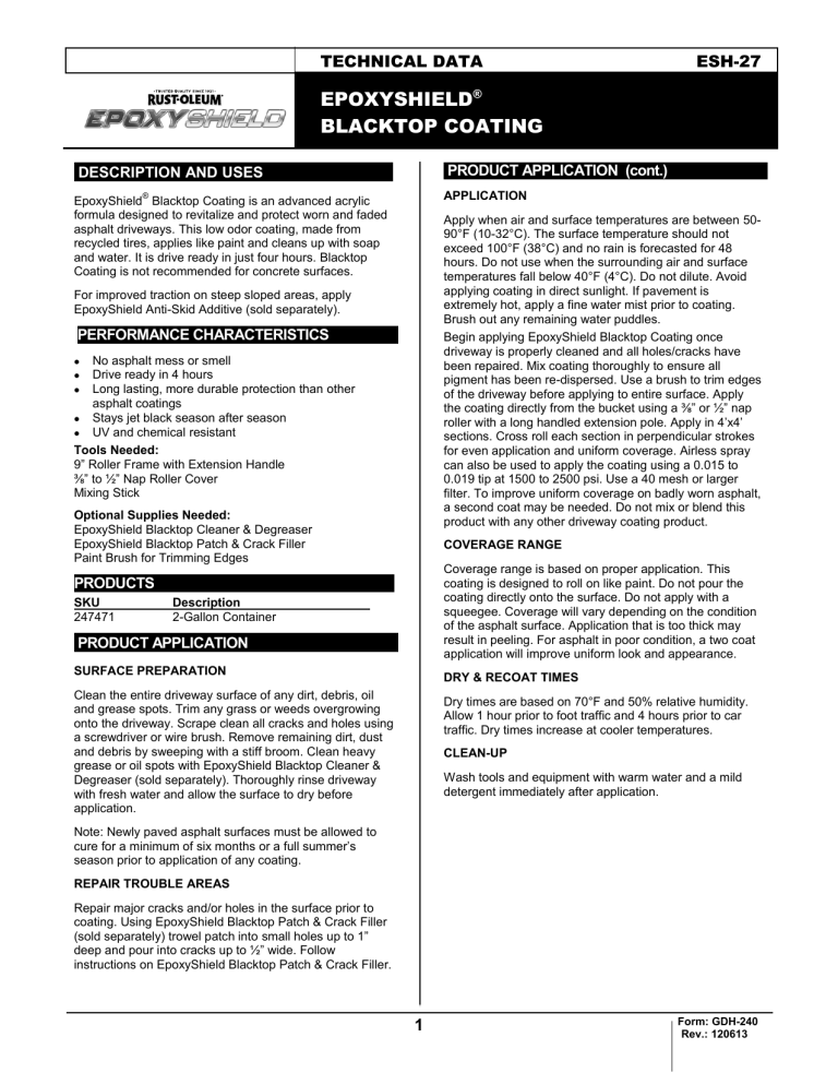 Rust-Oleum EpoxyShield 247471 User manual Rust-Oleum EpoxyShield 247471 User manual