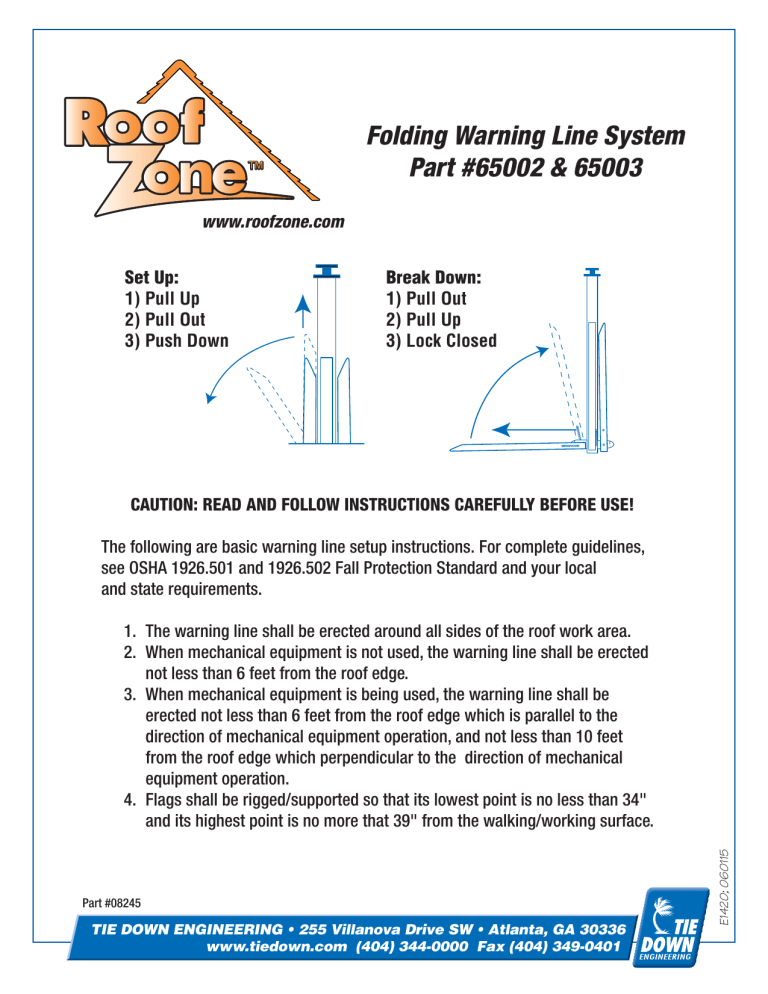 Roof Zone 65002 User manual Roof Zone 65002 User manual