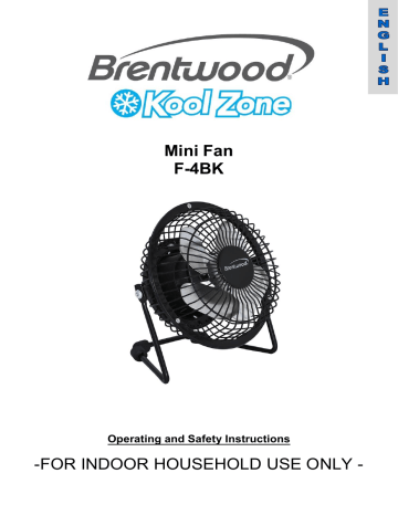 Brentwood F-4BK Manual Brentwood F-4BK Manual