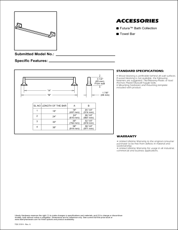 Franklin Brass D2418SN Specification Franklin Brass D2418SN Specification