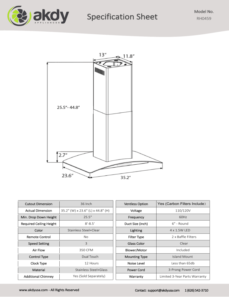 AKDY RH0459 Specification AKDY RH0459 Specification