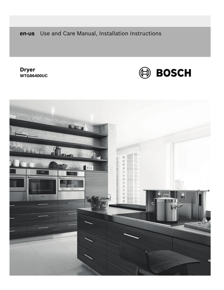 Bosch WTG86400UC Installation guide Bosch WTG86400UC Installation guide