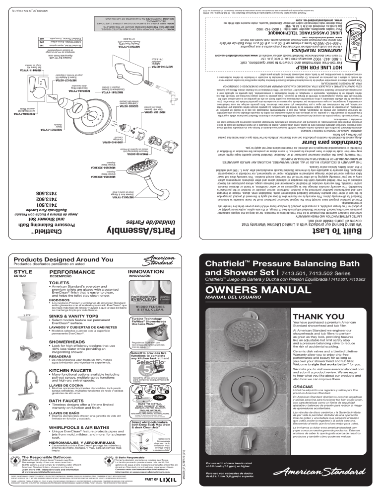 American Standard CHATTSWSBN BNDL Installation guide American Standard CHATTSWSBN BNDL Installation guide