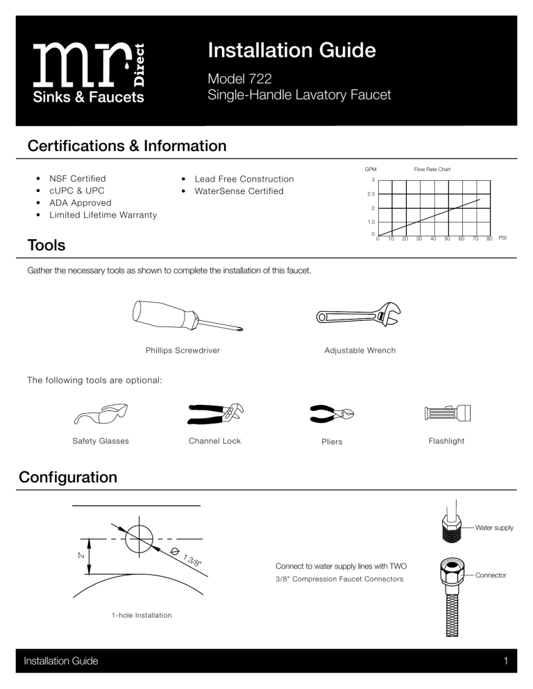 Sir Faucet 722-C Installation guide Sir Faucet 722-C Installation guide