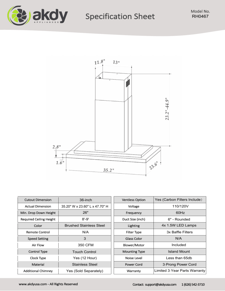 AKDY RH0467 Specification AKDY RH0467 Specification