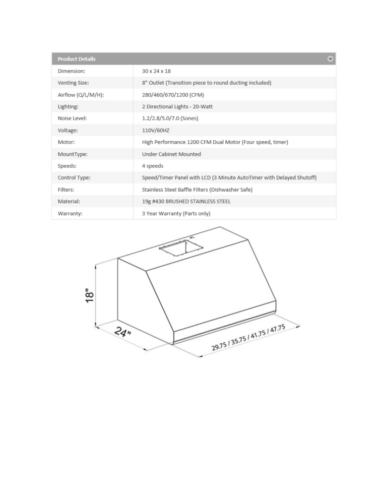 ZLINE Kitchen and Bath 432-30 Specification ZLINE Kitchen and Bath 432-30 Specification