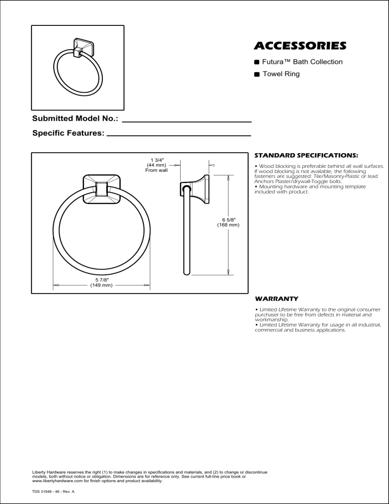 Franklin Brass D2416SN Specification Franklin Brass D2416SN Specification