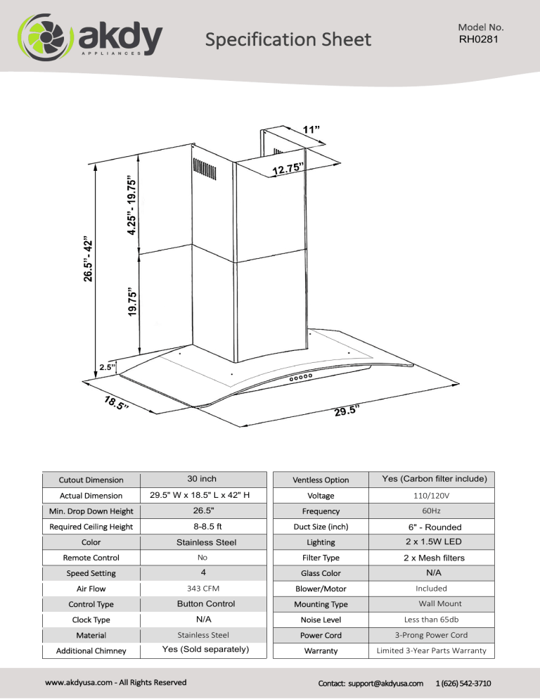 AKDY RH0281 Specification AKDY RH0281 Specification