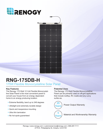 Renogy Rng Db H Watt Volt Extremely Flexible Ultra Thin And