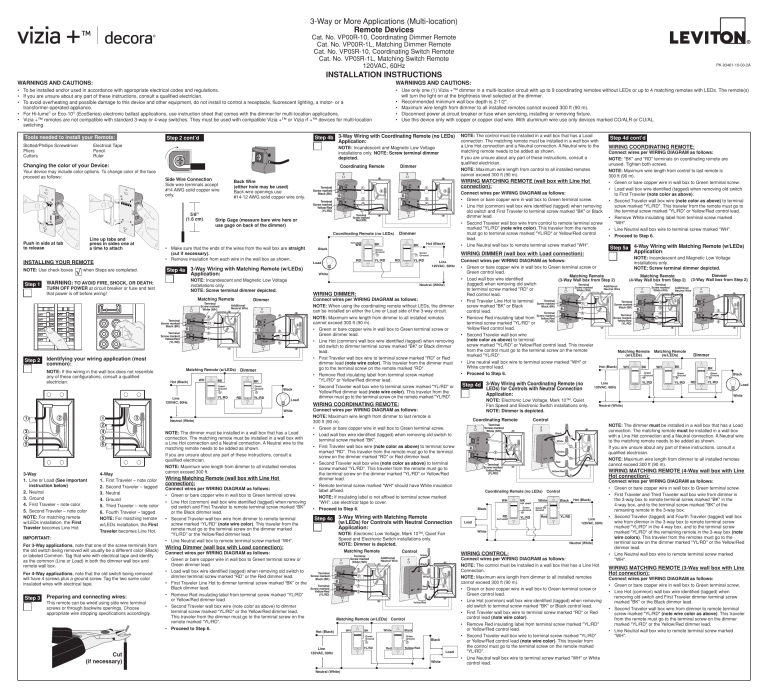 Leviton VP0SR-10Z Installation guide Leviton VP0SR-10Z Installation guide