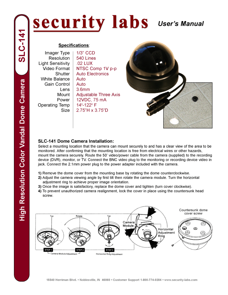 Security Labs SLC-141C User manual Security Labs SLC-141C User manual