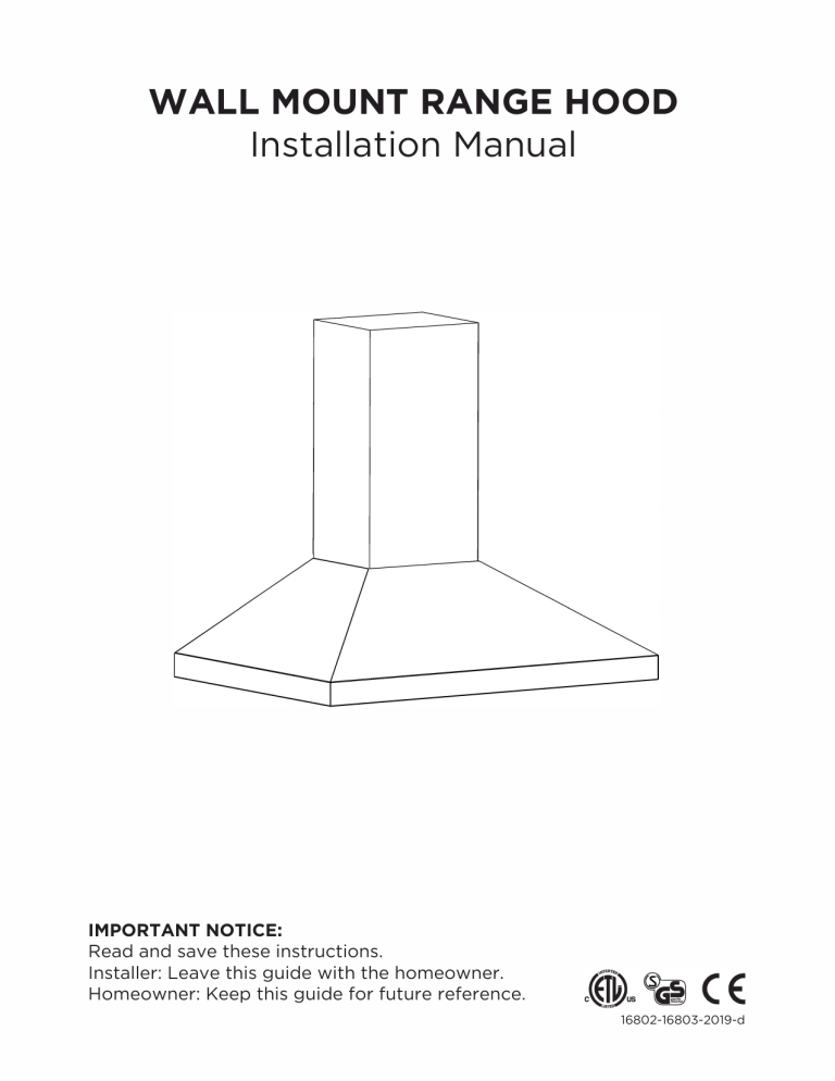 Cavaliere SV168B2-30T Installation guide Cavaliere SV168B2-30T Installation guide