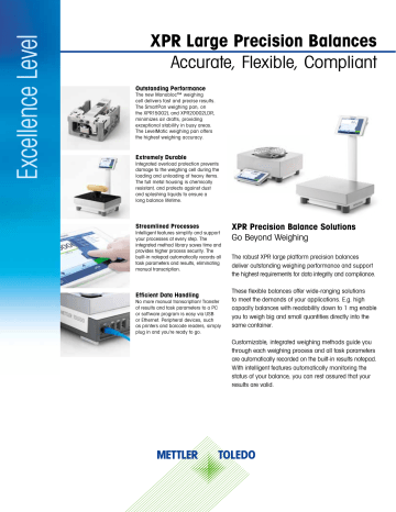 Mettler Toledo XPR Large Precision Balances Datasheet Manualzz