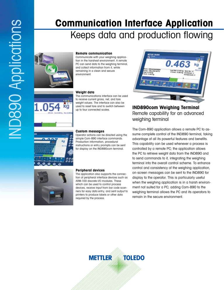 Mettler Toledo IND890com Datasheet Mettler Toledo IND890com Datasheet