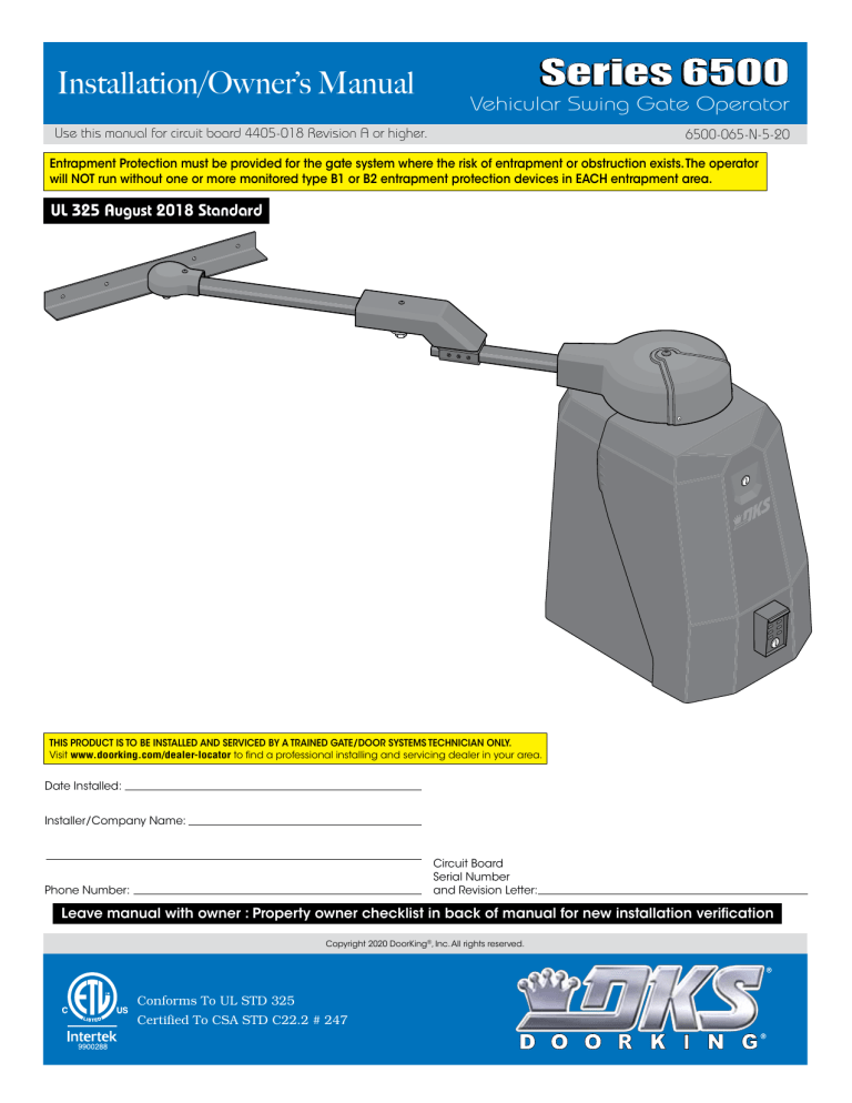 DKS 6500 Aug 2018 - later User manual DKS 6500 Aug 2018 - later User manual