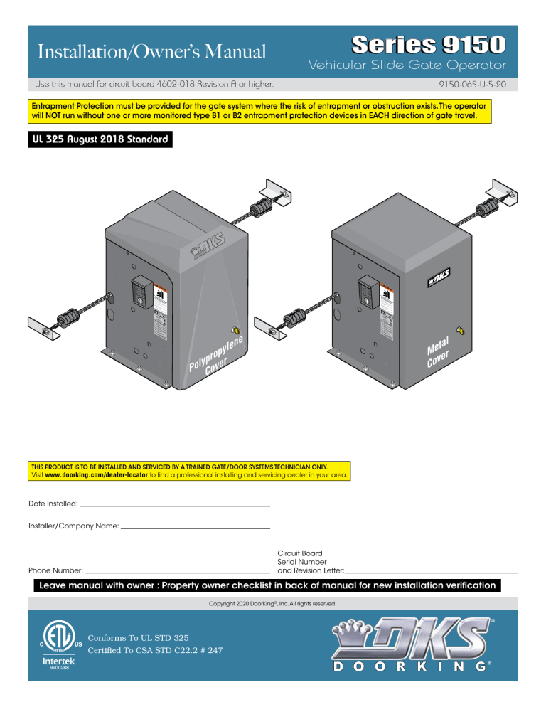 DKS 9150 Aug 2018 - later User manual DKS 9150 Aug 2018 - later User manual