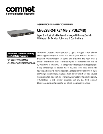 Comnet CNGE28FX4TX24MSPOE2/48 Manual | Manualzz Comnet CNGE28FX4TX24MSPOE2/48 Manual | Manualzz