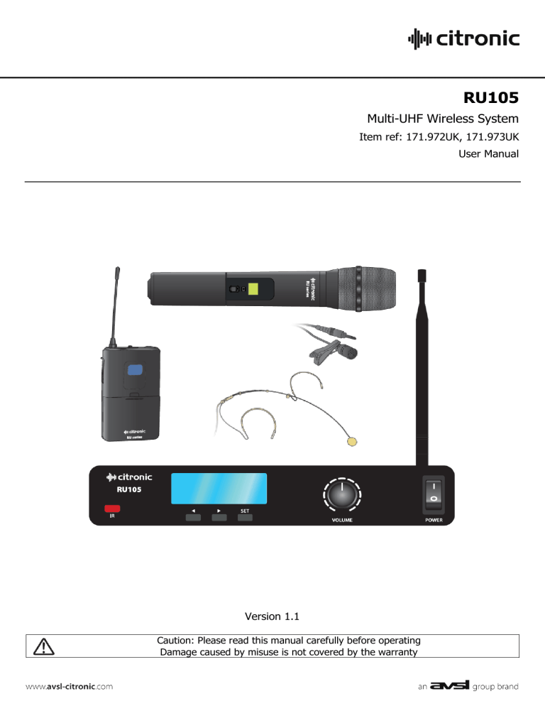 Citronic RU105-N User manual Citronic RU105-N User manual