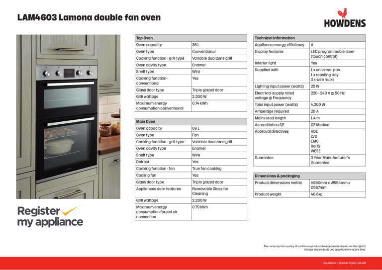 LAMONA LAM4603 Specification LAMONA LAM4603 Specification