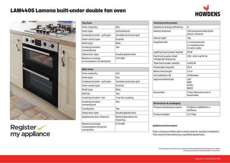 LAMONA LAM4405 Specification LAMONA LAM4405 Specification