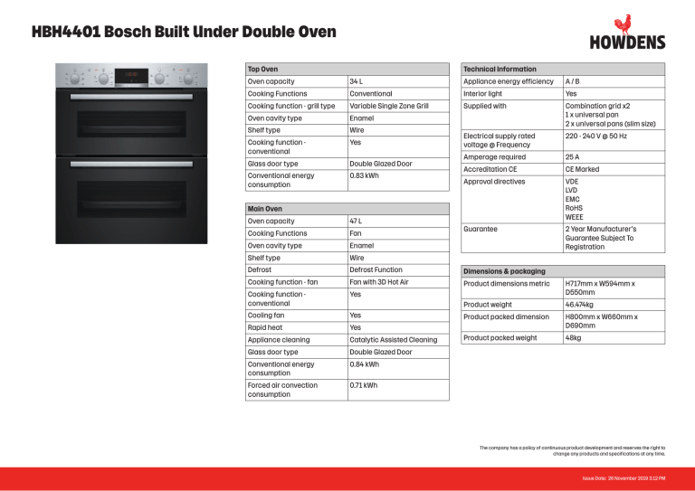 LAMONA HBH4401 Specification LAMONA HBH4401 Specification