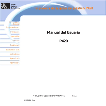 Zebra P420 El manual del propietario | Manualzz Zebra P420 El manual del propietario | Manualzz