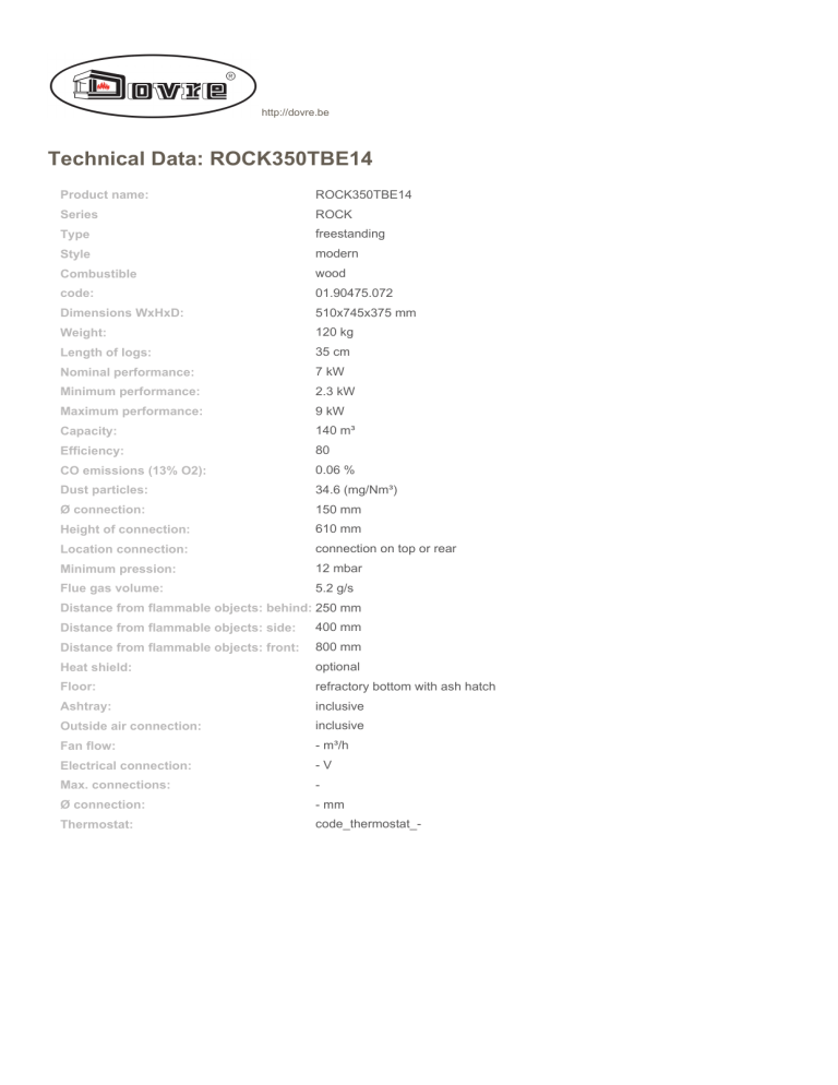 Dovre ROCK350TBE14 Datasheet Dovre ROCK350TBE14 Datasheet
